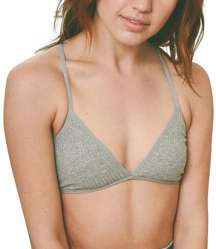 Cotton Bras for Women Non Wired, Sexy Solid Color Triangle Bra Ribbed Cross Back Spaghetti Strap Bra V Neck Unpadded Bra Ladies Seamless Bras for Women UK Women's Underwear Bralette Sale Grey