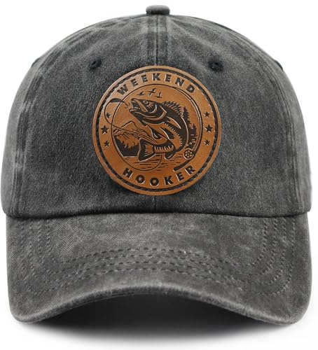 Fishing Gifts for Men Women, Weekend Hooker Fish Hats, Fishing Lovers Baseball Cap, Fathers Christmas Birthday Gifts for Fisherman Dad Mom Papa Mama Black