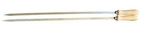 Spiedi per barbecue in acciaio inossidabile lunghi 74 cm con manico in legno per carne pesce verdure (2)