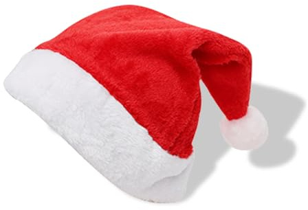 JEYORZY Chapeau de Noël Père Noël en Peluche de Luxe pour Adultes - Grande Taille - Ornement et Bonnet de Costume 1 Pièce