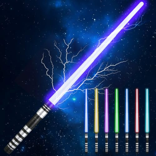 Yumuwind Light Sabers for Kids - 7 Color LED Light-Up Sword with Sound Effects, Safe Dueling for Ages 5-12