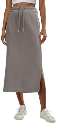 Lepunuo Casual Skirts Womens High Waist Trendy Summer Drawstring Sweat Skirts with Pockets