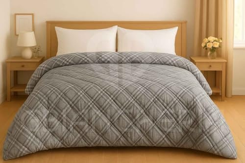 Trapunta Matrimoniale Invernale 250x250 cm – Piumone Caldo Due Piazze 300 g/m², Piumino Anallergico e Traspirante in Morbida Microfibra, Coperta Letto Moderna con Fantasie Colorate (Scozia Grigio)