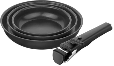 ZWILLING Unlock 4-Piece Frying Pan Set (20, 24, 28 cm + Handle) with Ceramic Coating, Aluminium