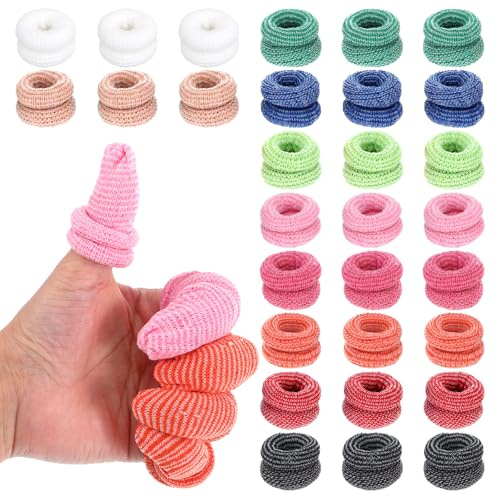 Lot de 30 pansements élastiques pour les doigts, protège-doigts, respirants, en coton, pour entorses des doigts, protection contre les brûlures, le jardinage (multicolore)