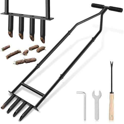 nowcamp Manual Lawn Core Aerator Tool, Heavy Duty Carbon Steel Lawn Aerator, Ergonomic Labor-Saving Yard Garden Tool for Compacted Soil, Lawn Care Essentials