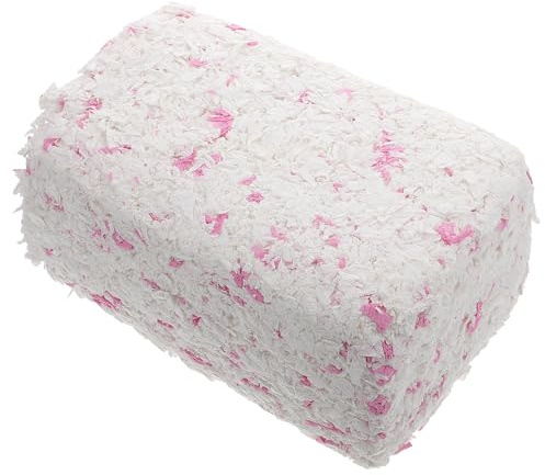 HOMSFOU Litière Absorbante en Papier Rouge et Blanc 450 Grammes pour Petits Animaux, Rembourrage sans Poussière pour Hamster, Cobaye et Lapin, Copeaux Naturels pour Nid et Cage Fraîche