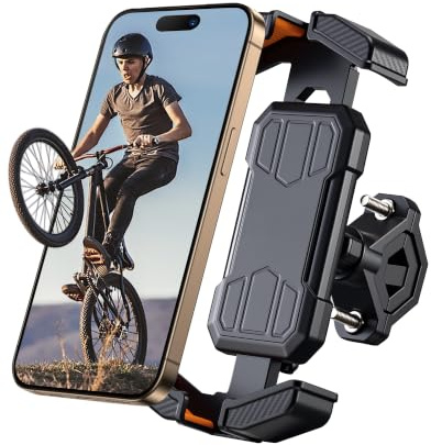 Yuyueda Mobiltelefonhållare Cykelstyre – [Säkert stöldskydd] – Mobiltelefoncykelhållare, 360° roterbar universell cykel mobiltelefonhållare för vägcykel MTB Scooter, för 4,7–7 tums smartphone