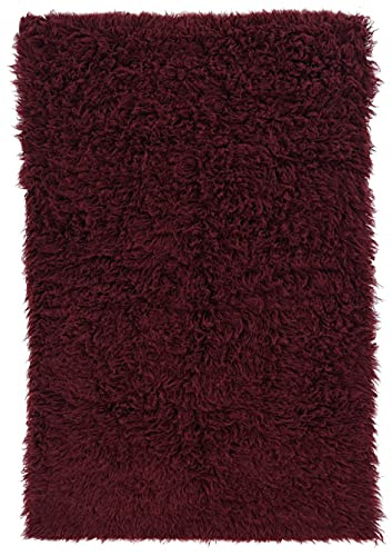 Linon New Flokati 1400gram Burgundy Wool Shag 2'4 X 8'6 Runner Rug
