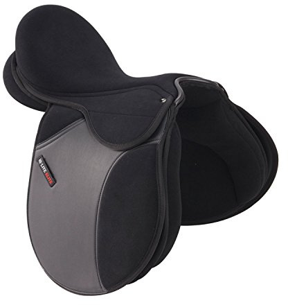 Shires Hi-Lite Elite Club GP Horse Riding Synthetic Saddle in Black 16W, Black