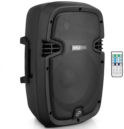Pyle Sistema de Altavoces, Bluetooth, Portatil, Activo, Subwoofer de 8”, Monitor de Altavoz de Escenario, micrófono, portatil, Amplificador Estereo, USB para Amplificador de MP3, Color Negro