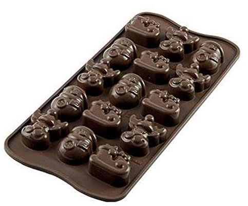 silikomart | SCG23 Stampo in Silicone per Cioccolatini CHOCO WINTER, Antiaderente, 15 Cioccolatini, Confezione da 1 Stampo per Dolci, Easy Choc, 33 x 27 mm, h 15 mm, Made in Italy