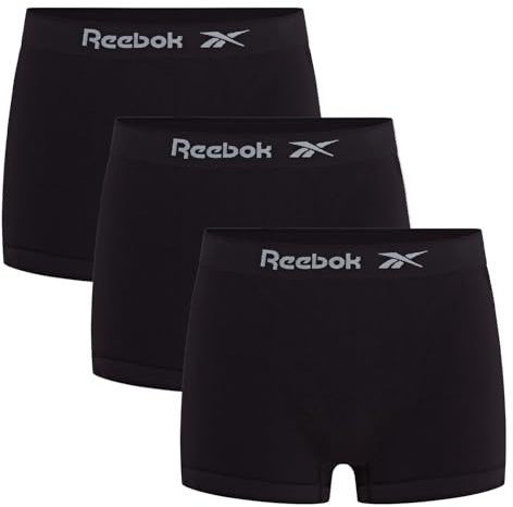 Reebok Dale Boxers for Men | Pack of 3 Seamless Mens Trunks, Breathable & Stretchable Underwear for Men | Multipack Boxer Shorts, Black, L