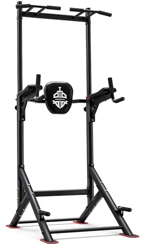 Sportsroyals Power Tower Pull Up Bar Station, 450LBS Stable Pull Up Dip Station for Home Gym Strength Training Equipment