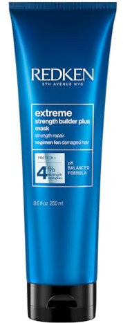 Redken Intensiv-Haarmaske für alle Arten von Haarschäden, Repariert und regeneriert, Anti Haarbruch, Extreme Strength Builder Plus Mask, 1 x 250 ml