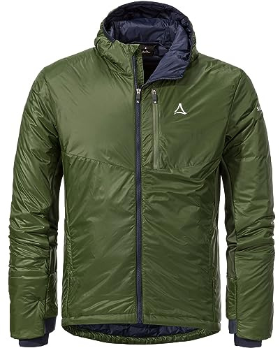 Schöffel Herren Ins Hybrid Black Raven M, leichte MTB Jacke mit 4 D Body Mapping, atmungsaktive, wärmende Fahrradjacke mit fixer Kapuze, mit Taschen, loden green, 46
