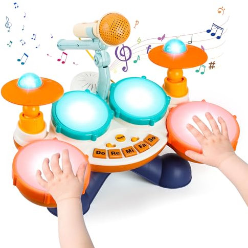 Aidodo Trommel Kinder Spielzeug ab 1 Jahr, Musikinstrumente Musikspielzeug Baby Spielzeug Kinderspielzeug ab 1 jahr, Geschenke für 1 2 3 Jahre Jungen Mädchen, CY-8005B