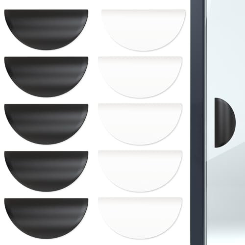UTMACH 10 Stück Selbstklebende Griffe Balkontürgriff Außen Kleben Möbelgriffe Selbstklebend Ohne Bohren Kunststoff Türgriffe für Schubladengriffe Schiebetür,Schränke(Schwarz und Weiss)