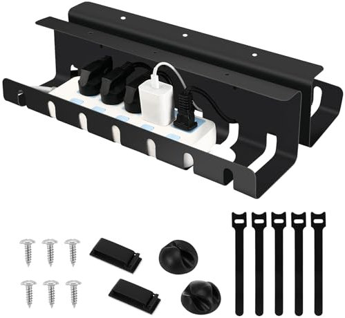 Organizador de cables para escritorio (juego de 2 unidades) Gestión de cables para escritorio, juego completo, soporte para cables, gestión de cables, gestión de cables bajo el escritorio, orden en el