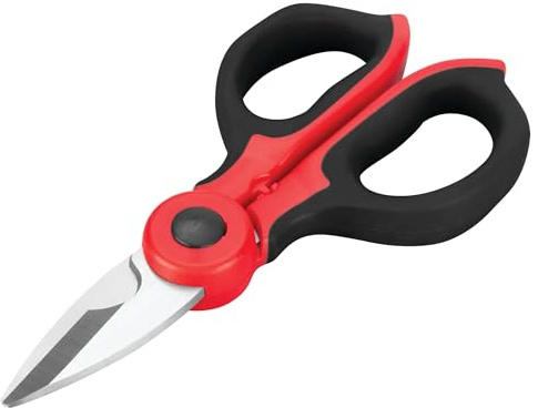 Performance Tool 20247 Multi-Purpose Utility Scissors, Hardened Stainless Steel Blades, ABS Handles, 1-1/2 In. Blade, Red