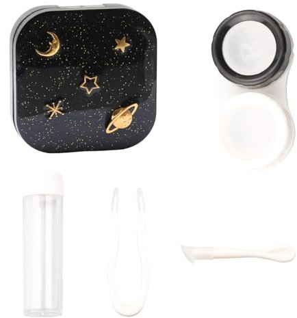 Tabanzhe Travel Contact Lens Cases,Portable Contact Lens Eye Care Lenses Case Kit with Mirror Storage Box Tweezers Wearing Stick,Contact Lens Soaking Container Set Left/Right Eyes Glasses Holder