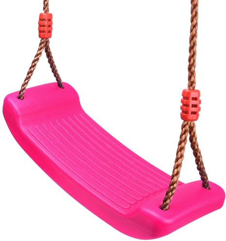 Balançoire de Jardin pour Enfants - Siège à Bascule - Planche à Bascule - pour Enfants - pour l'extérieur et l'intérieur - Hauteur réglable - Antidérapant - Plastique-Rouge