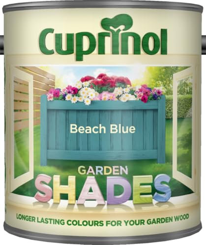 AOC24 Garden Fence Shade Paint - Exterior Wood Paint for Sheds, Fences - Water-Based, Quick Drying 1 Hour - Use on Wood, Terracotta, Stone, Brick - Outdoor Garden (Beach Blue, 1 Liter)