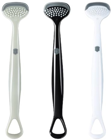 3Stück Zungenschaber für Erwachsene,Tongue Cleaner,Zungenschaberreiniger,Tongue Scraper,Zungenförmiges Design,Reinigt Effektiv Den Mund und Erfrischt Den Atem,Pflegt die Mundpflege (Schwarz Weiß Grau)