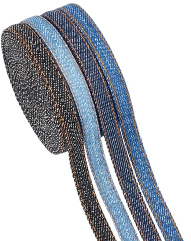 PH PandaHall 20m Nastro in Denim 4 Colori 11mm Nastro in Tessuto di Jeans Blu Nastri Cucito per Fiocchi Ghirlande Confezioni Regalo Lanterne Decorazioni per Indumenti