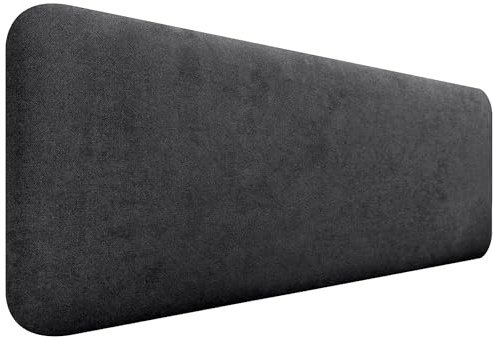 DHOME Cabecero Tapizado Liso Redondeado Tela Aqualine para Pared Acústicos Cabeceros Absorbentes Cabezal Cama Dormitorio (Negro, 135cm)