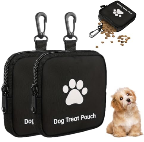 LACHT 2 Pcs Sac À Friandises Pour Chiens,Sac De Nourriture Pour Dressage De Chiens,Sac À Collation,Porte-Monnaie,Portefeuille,Porte-Monnaie,Pochette À Monnaie Avec Mousqueton À Fermeture Éclair.