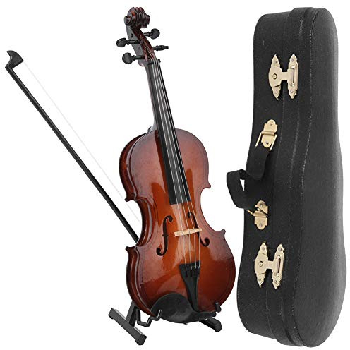 Asixxsix Modèle de Violon Miniature en Bois Exquis pour la Décoration du Bureau à Domicile avec Boîte, Idéal pour Les Amateurs de Musique, Mini Modèle de Violon de 20 Cm pour la Cérémonie de Remise