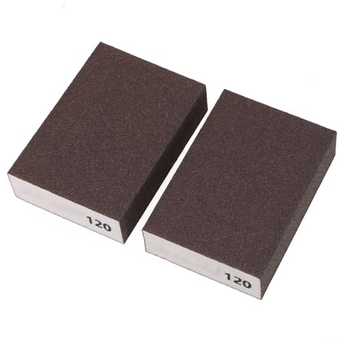 Lot de 2 blocs d'éponge de ponçage avec 7 grains 60# à 320# pour ponçage humide et sec, polissage, bois, métal, plastique (2 pièces, grain 120)