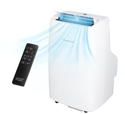 Russell Hobbs Portable 2-in-1 Air Conditioner 9000 BTU & Dehumidifier with 3 Speeds, Fan Oscillation, 0.45L Water Tank, Touch Control, LED Display & Remote Control, WiFi Enabled RHPAC4003