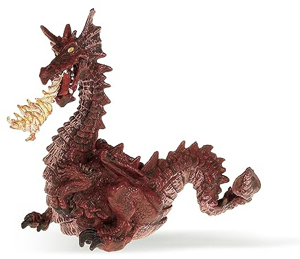Papo - Figurine Dragon Rouge Avec Flamme Réaliste - 3 Ans + - Collection Monde Enchanté - Jeu Créatif Dragon De Feu - Idée Cadeau Jouet Fille Garçon