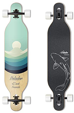 VOLADOR Urban Freeride Pro Longboard| Adaptive Cruiser 42inch| North America Maple| Camber Concave Drop Through Longboard Complete| Setup for Urban Commuting (Fuji Summer)