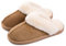 Misolin Women Men Slipper Memory Foam Fluffy Slip-on House Suede Fur Lined/Anti-Skid Solendoor & Outdoor, 3.5/5 UK, Light Brown