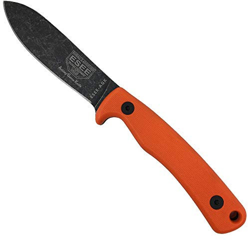 ESEE Knives Ashley Game Hunting Skinning Knife w/Sheath, Made in USA (Orange/Leather Sheath)