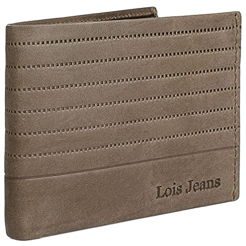 Lois - Cartera de Piel para Hombre - Cartera Hombre Piel con Monedero Interior y Tarjetero, diseño Slim, Cuero auténtico, Regalo Elegante. Proteccion RFID, Camel