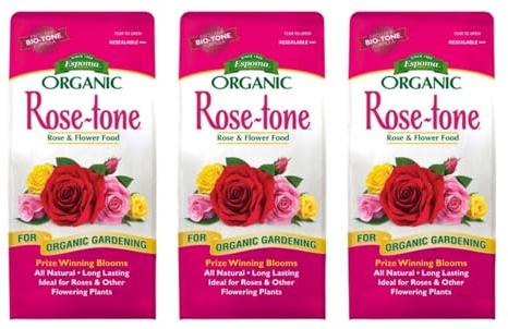 Espoma Organic Rose-Tone 4-3-2 Organic Fertilizer for All Types of Roses and Other Flowering Plants. Promotes Vigorous Green Growth and Abundant Blooms. 4 lb. Bag - 3 Pack
