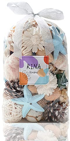 Qingbei Rina Pot pourri Bag,Ocean Scented Dried Flower,500g(Blue) | Extra-Large Capacity,10ml Fragrance Oil,Beach Decorative Bowl Filler,Long-Lasting, Flameless Home Fragrance