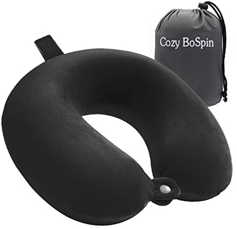 Cozy BoSpin Reisekissen- Perfektes Memory Foam Nackenkissen Stützkissen，kompakt und leicht, schnell gepackt,Schlafrestkissen (Schwarz)