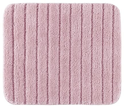 PANA® WC-Vorleger ohne Ausschnitt (45x50 cm) • Badematte rutschfest mit Streifen-Design • Badezimmerteppich als Duschvorleger für Dusche, Badewanne, WC-Vorleger • Farbe: Rosa