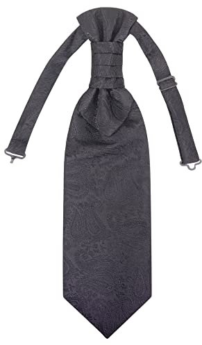 WANYING Herren Plastron Krawatte Vorgebunden mit Hakenverschluß Verstellbar Hochzeitskrawatte auf Hochzeiten Accessoires für den Bräutigam - Paisley Schwarz