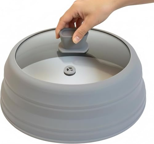 Microwave Splatter Cover for Food 10.8 Inch Collapsible Cover with Handle