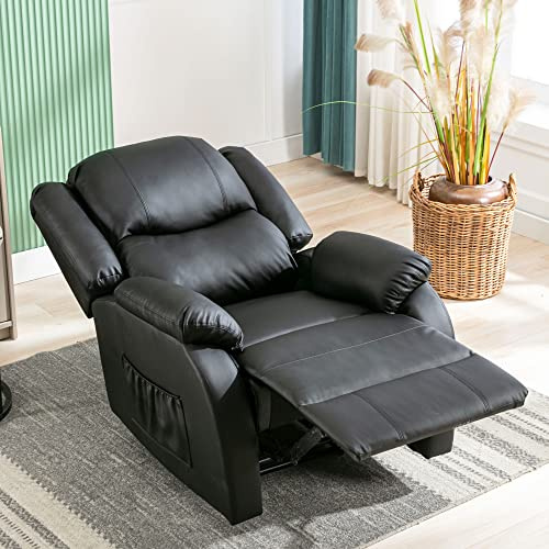 ZYLOYAL10 Poltrona relax e sdraio singola, in pelle PU, con poggiapiedi, XXL, colore: nero