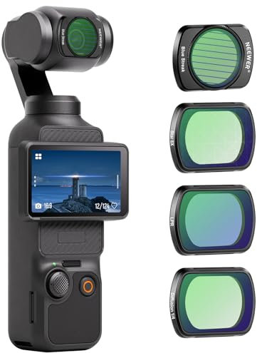 Neewer Set di filtri per effetto magnetico compatibile con DJI OSMO Pocket 3 Creator Combo Accessori, confezione da 4 filtri 8X Star/Blue Streak anamorfico/riduzione dell'inquinamento luminoso/Black
