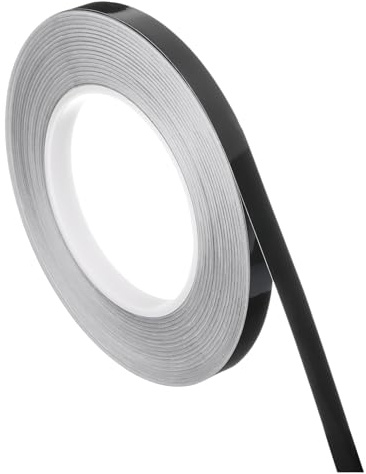 uxcell 0.4 Inch x 164Ft Foil Self Adhesive Tile Sticker Gap Sealing Tape Strip, Self Adhesive Metalized Polyester Film Tape for Graphic Arts, Wardrobe Crafts, Tile Trim Black