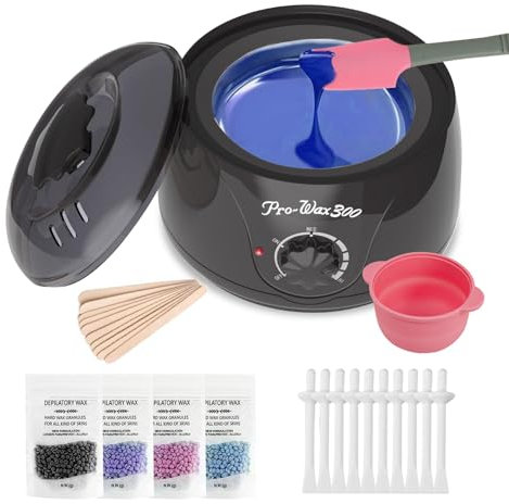 XWXO Premium Wax Machine, Digital Wax Kit for Home Use, Easy-Clean Silicone Wax Pot, Nose, Eyebrow and Full Body Hot Waxing Kit (Black)