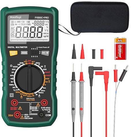 Multimètre, Multimètre photovoltaïque, Multimètre automobile 2000V AC/DC Voltage 20A AD/DC Current, NCV Multi Tester TRMS 6000 Intelligent Anti-Burning Electrical Tester Overload Protection Auto-rangi